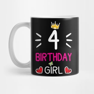 Kids 4th Birthday Girl Crown Princess Mug